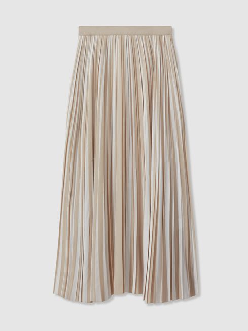 Reiss Lexie Striped Pleated Midi Skirt REISS Rest of Europe