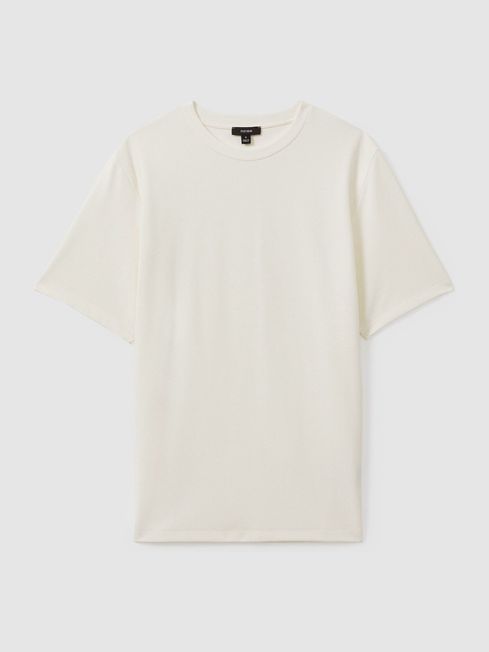 Textured Crew Neck T Shirt in Off White REISS USA