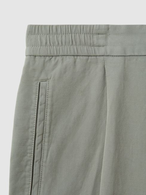 Reiss Pistachio Pact Relaxed Cotton Blend Elasticated Waist Trousers