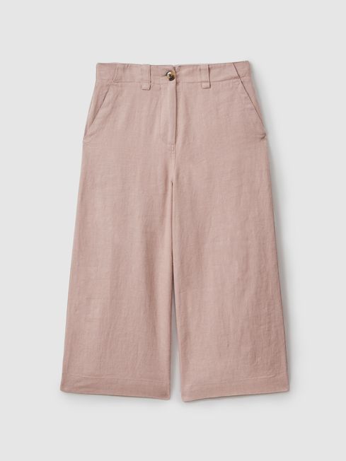 Reiss Pink Dani Teen Linen Loose Fit Trousers