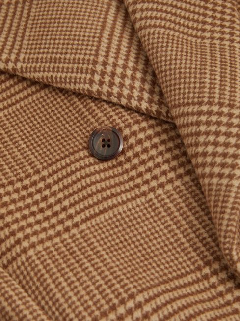 Reiss Camel Rimini Wool Blend Double Breasted Overcoat