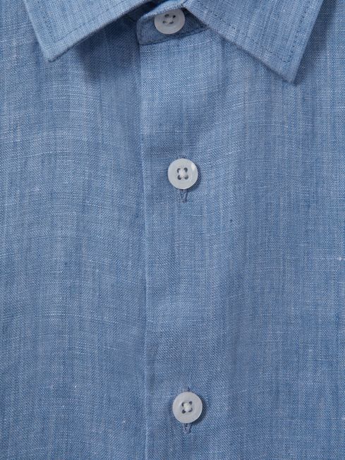 Reiss Sky Blue Holiday Short-Sleeve Shirt