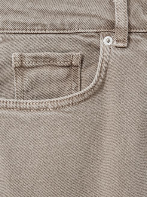 Reiss Neutral Layla Relaxed Garment Dyed Wide Leg Jeans