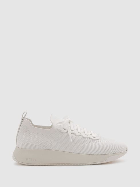 Reiss White Time Hybrid Knit Trainers
