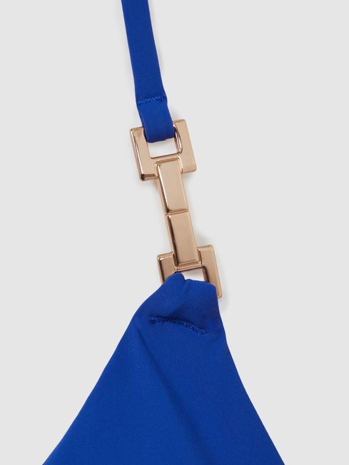 Reiss Cobalt Blue Riah Triangle Halter Neck Bikini Top