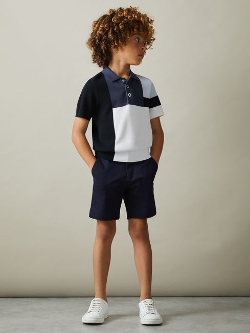 Reiss Blue Multi Charge 9-13 yrs Colourblock Polo Shirt