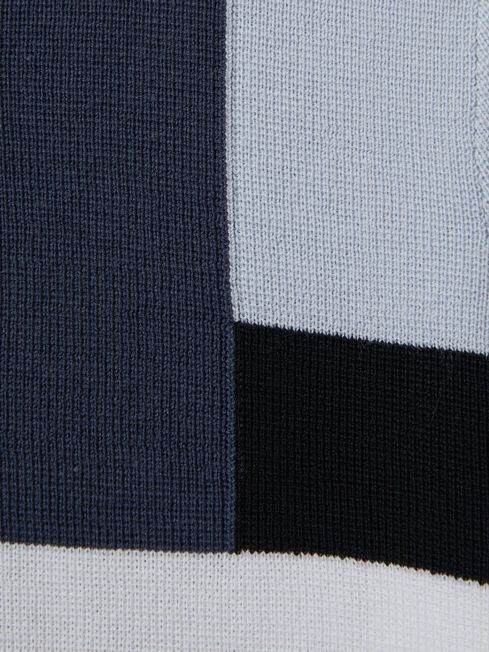 Reiss Blue Multi Charge Colourblock Polo Shirt