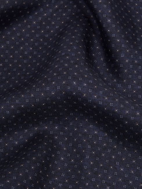 Reiss Navy Marasusa Reversible Silk Pocket Square