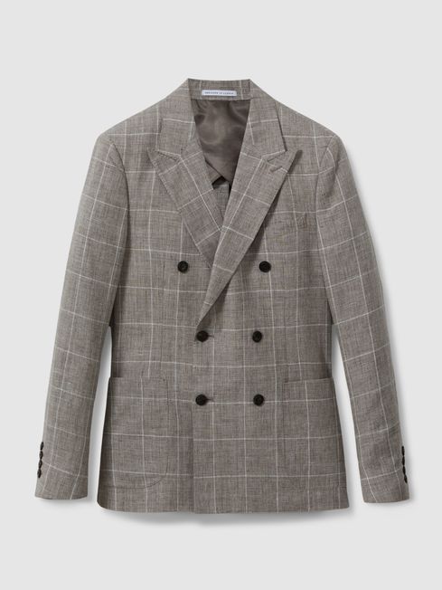 Double breasted checked blazer store