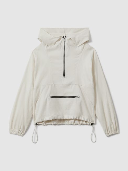 Linen hooded jacket discount