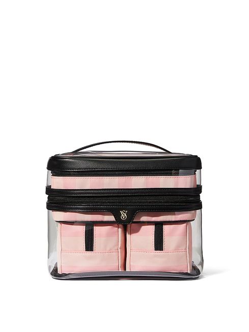 Victoria's Secret Iconic Stripe Pink 4 in 1 Makeup Bag