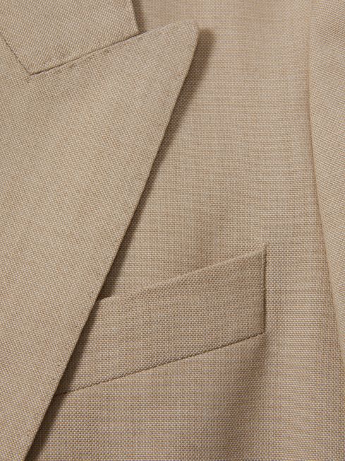 Wool Double Breasted Suit Blazer in Neutral