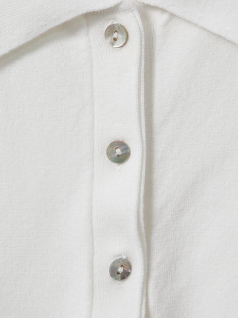 Cotton Blend Polo Shirt in Ivory