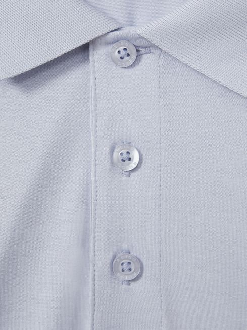 Reiss Soft Blue Austin Mercerised Cotton Polo Shirt