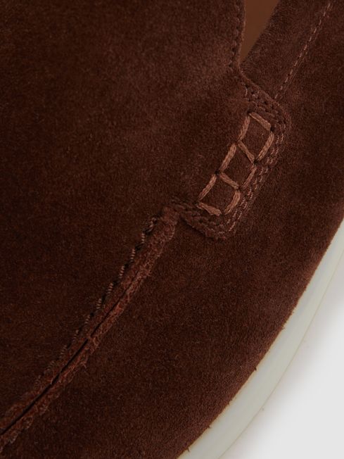 Reiss Dark Brown Kason Suede Slip-On Loafers