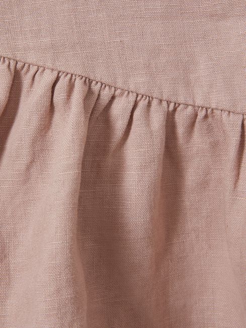 Reiss Pink Dani Senior Linen Peplum Top