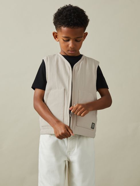 Reiss Off White Hayes 9-13 yrs Cotton Quilted Gilet