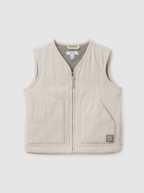 Reiss Off White Hayes 9-13 yrs Cotton Quilted Gilet