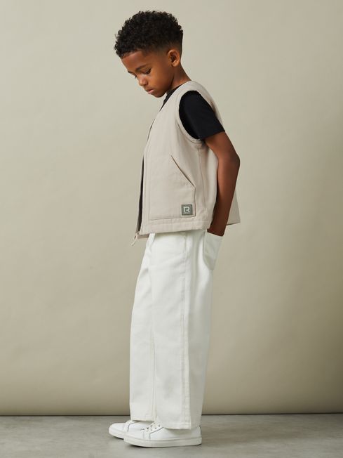 Reiss Off White Hayes 9-13 yrs Cotton Quilted Gilet