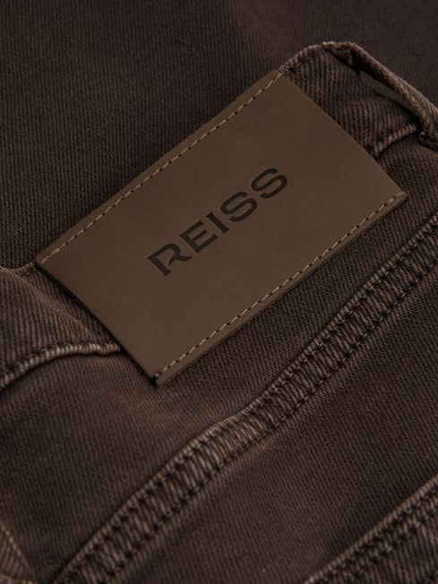 Reiss Chocolate Layla Relaxed Garment Dyed Wide Leg Jeans