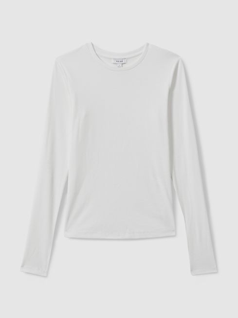 Reiss Tora Cotton Blend Crew Neck Top | REISS USA