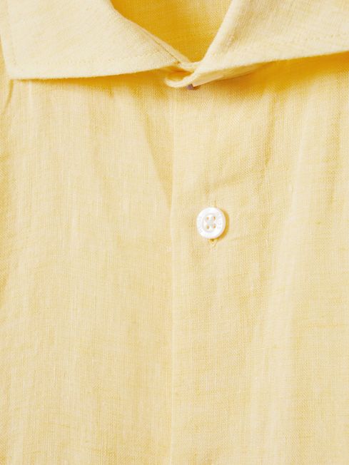 Linen Button-Through Shirt in Melon