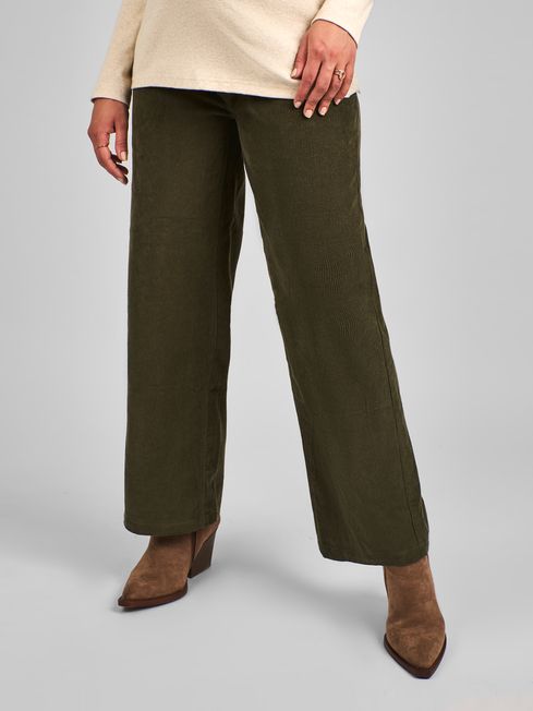 Buy Khaki Green Corduroy Wide Leg Maternity Trousers from the JoJo Maman Bebe UK online shop