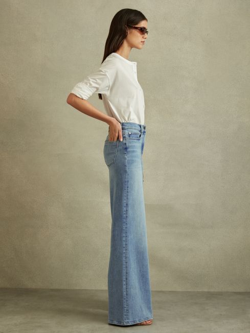 Reiss Light Blue Ameria Petite Palazzo Jeans