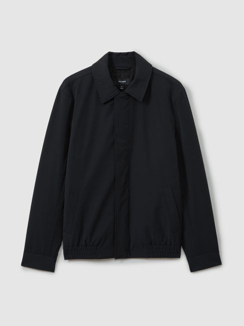 Elasticated Hem Harrington Jacket in Navy REISS Australia