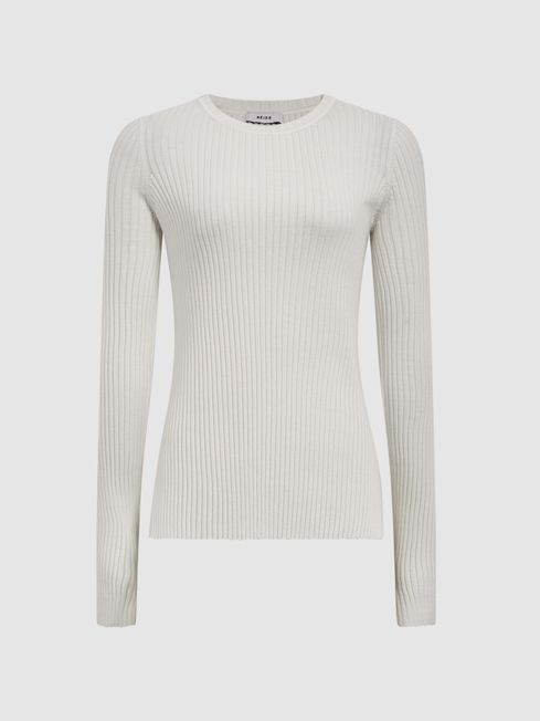 Cream ribbed jumper clearance