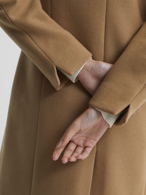 Reiss sabel wool shop blend overcoat camel