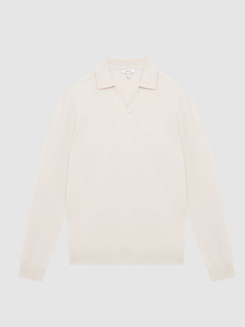 Reiss Swift Wool Blend Open Collar Polo Shirt | REISS USA