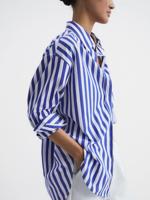 REISS EMMA RELAXED FIT STRIPED COTTON SHIRT