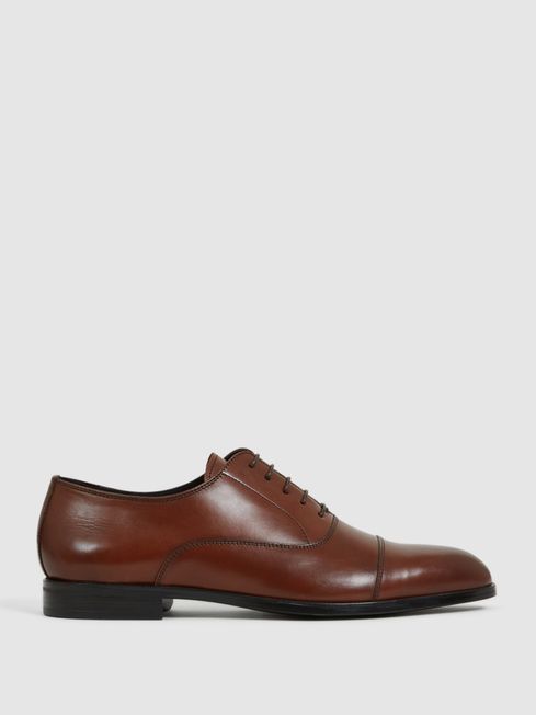 Reiss Tan Hertford Leather Oxford Shoes