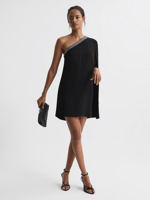 one sleeve black dress