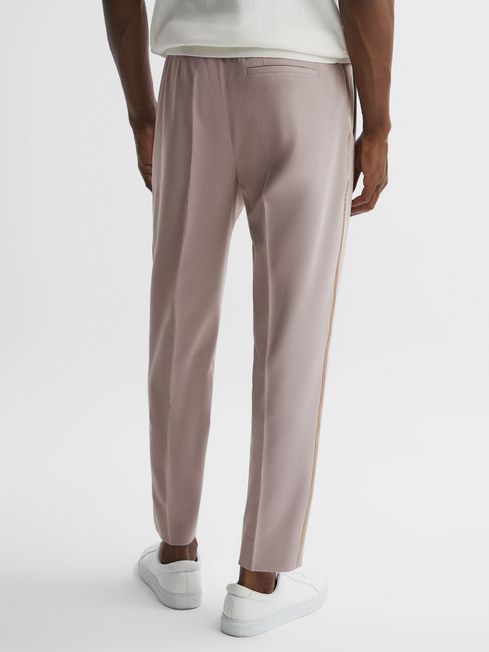 Reiss Ivory Straight Relaxed Fit Striped Cropped Trousers