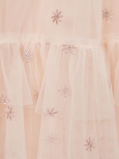 Reiss Pale Pink Fifi Senior Tulle Embroidered Dress