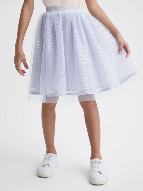 Reiss Lilac Charlotta Junior Sequin Midi Skirt