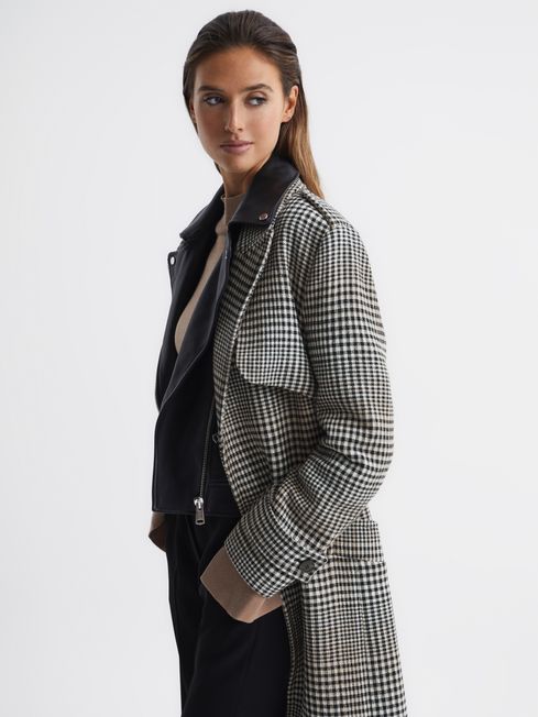 Reiss Nara Wool Blend Checked Trench Overcoat | REISS USA