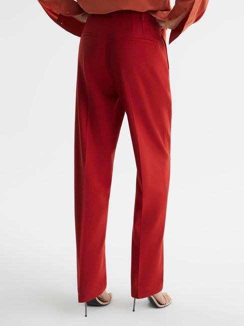 Reiss Red Kamila Wool Blend Tapered Trousers