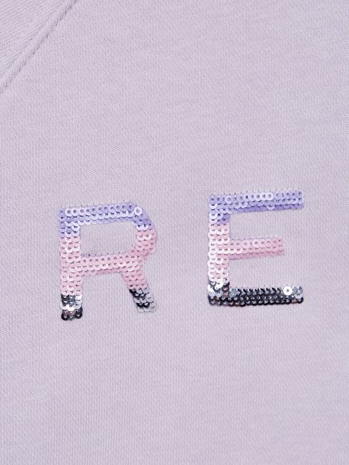 Reiss Lilac Bryony Junior Sequin Crew Neck Jumper