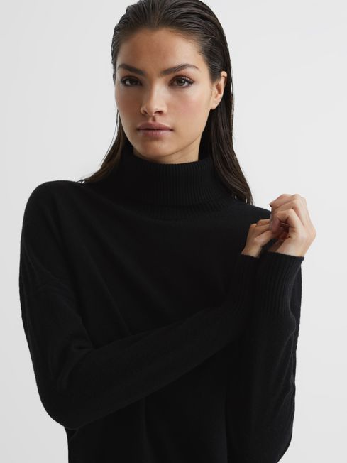 Womens black roll neck jumper cheap