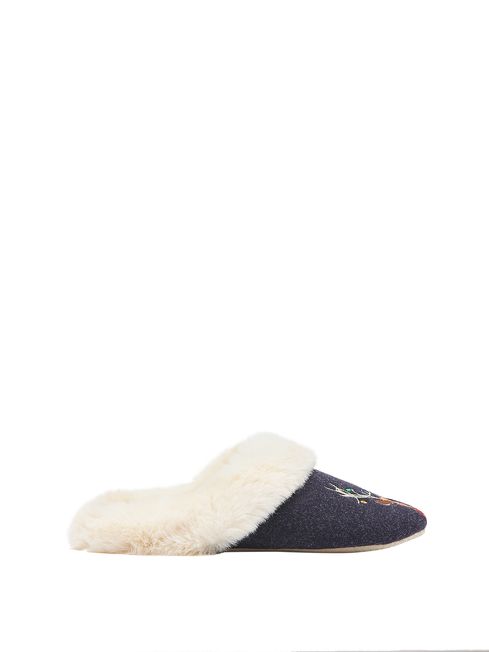 Buy Joules Blue Slippet Luxe Slip On Christmas Slippers from the