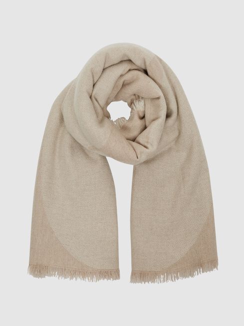 Reiss Taupe Casia Cashmere Blend Scarf