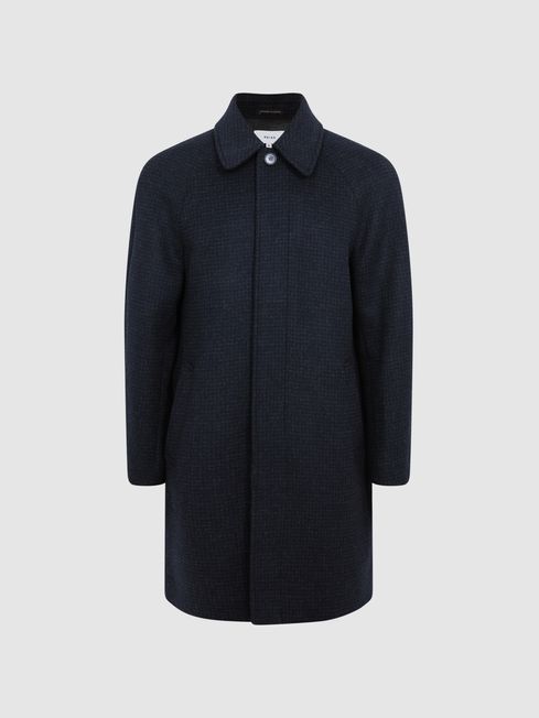 Dogtooth top wool coat