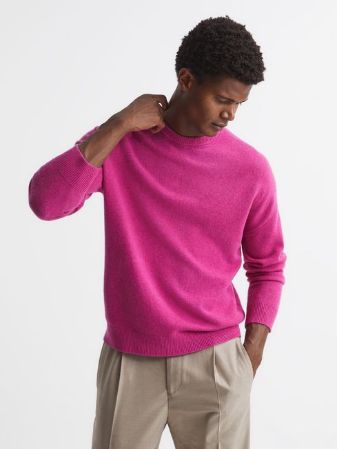 Reiss Cerise Parks 100 Merino Wool Crew Neck Jumper