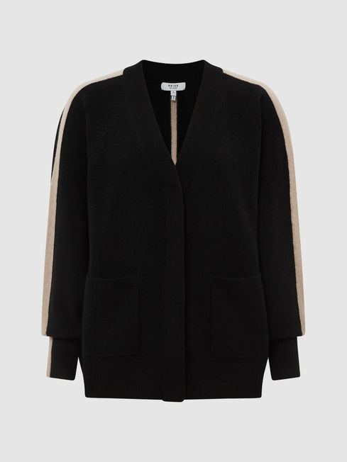 Reiss Amber Side Stripe Cashmere Cardigan REISS