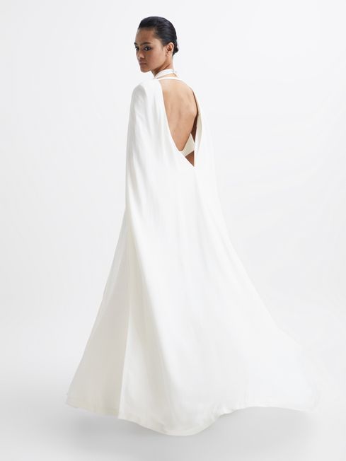 Reiss White Grace Maxi Dress With Cape