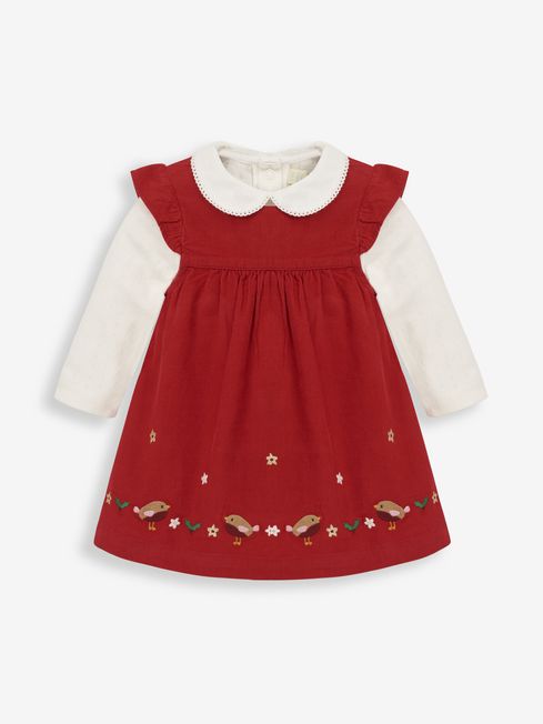 JoJo Maman Bébé Red 2-Piece Robin Baby Dress & Body Set
