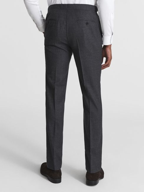 Reiss Charcoal Dunn Textured Slim Fit Trousers